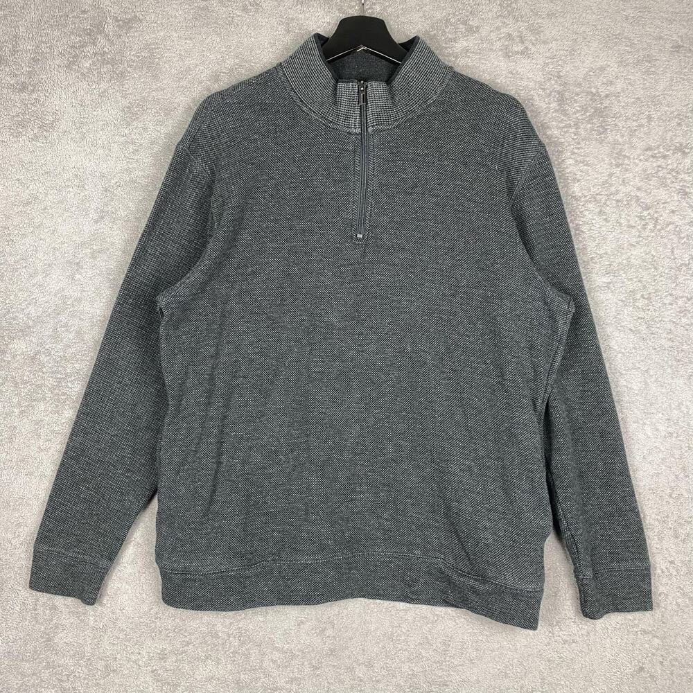 Cole Haan Grand OS Sweater Mens XL Gray Quarter Zip Mock Neck Pullover
